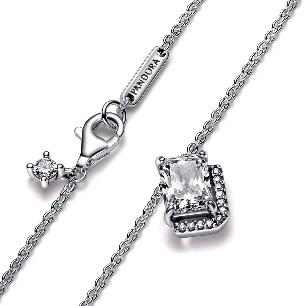 Rectangular Sparkling Halo Collier Necklace
