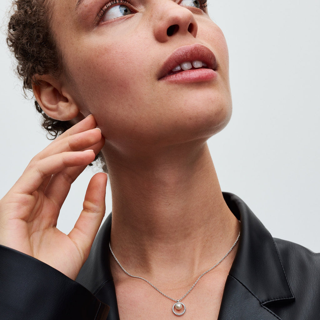 Treated Freshwater Cultured Pearl & Pavé Collier Necklace