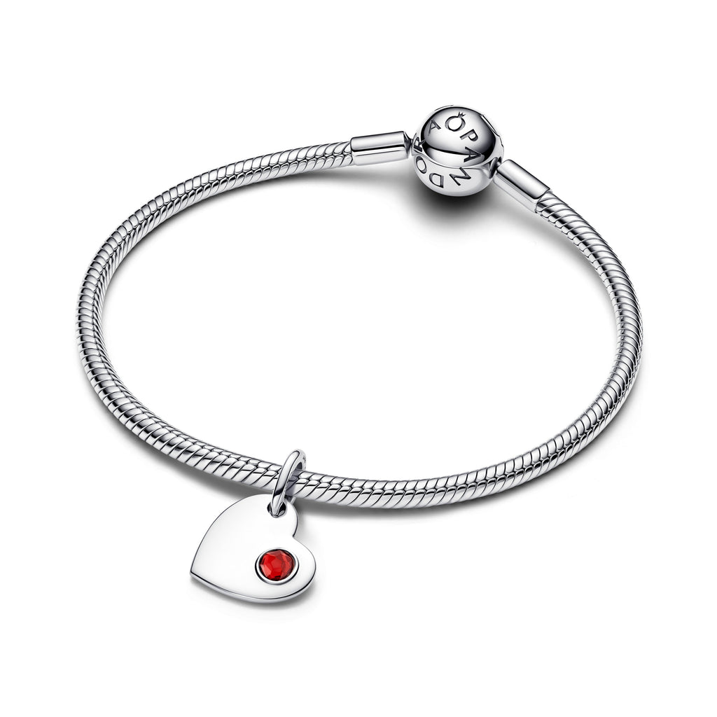 Engravable Heart Red Stone Dangle Charm