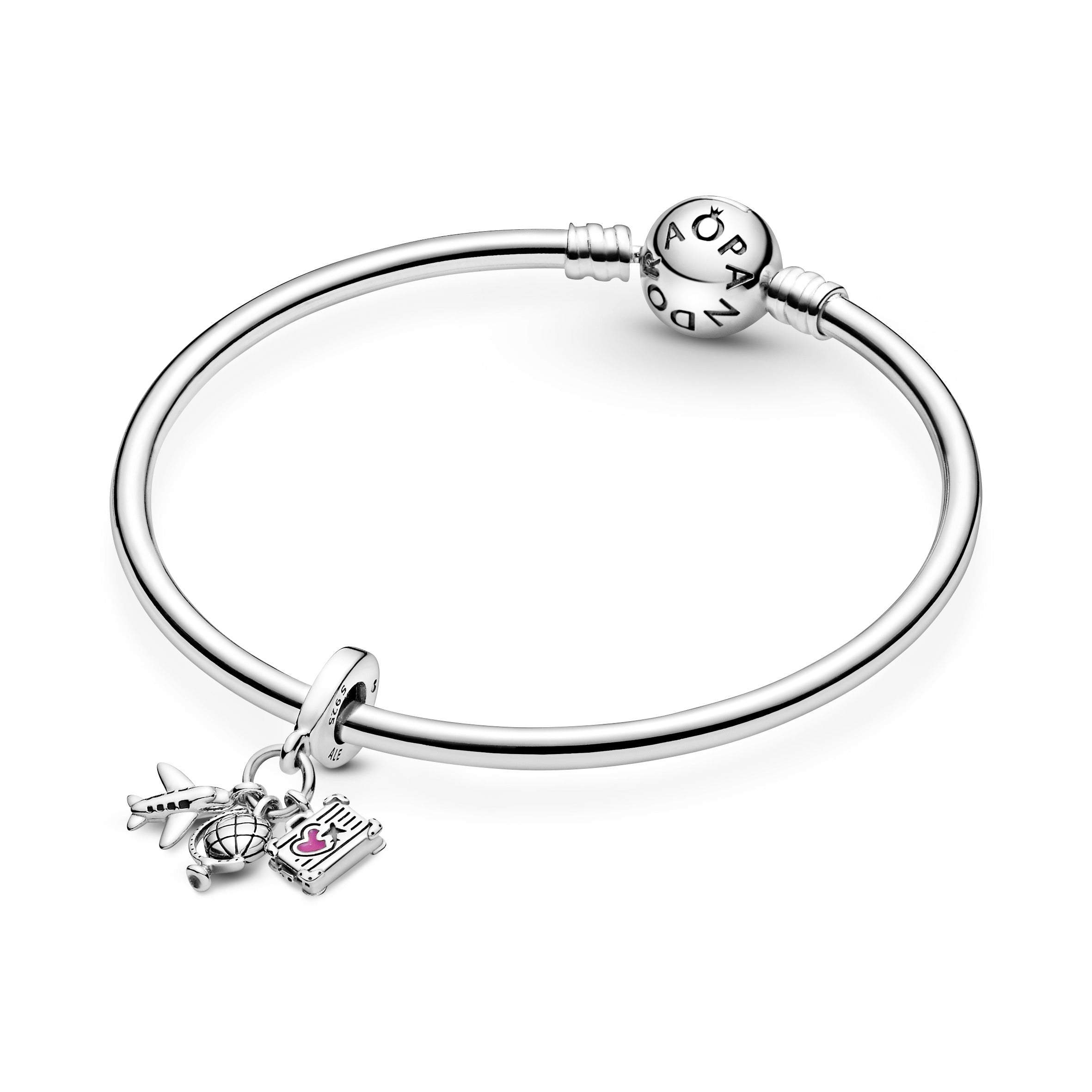 Airplane, Globe & Suitcase Dangle Charm